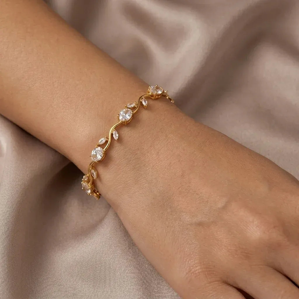 Luminous Gold Plated Crystal Tulip Bracelet Exclusive Designer Gift Box Included