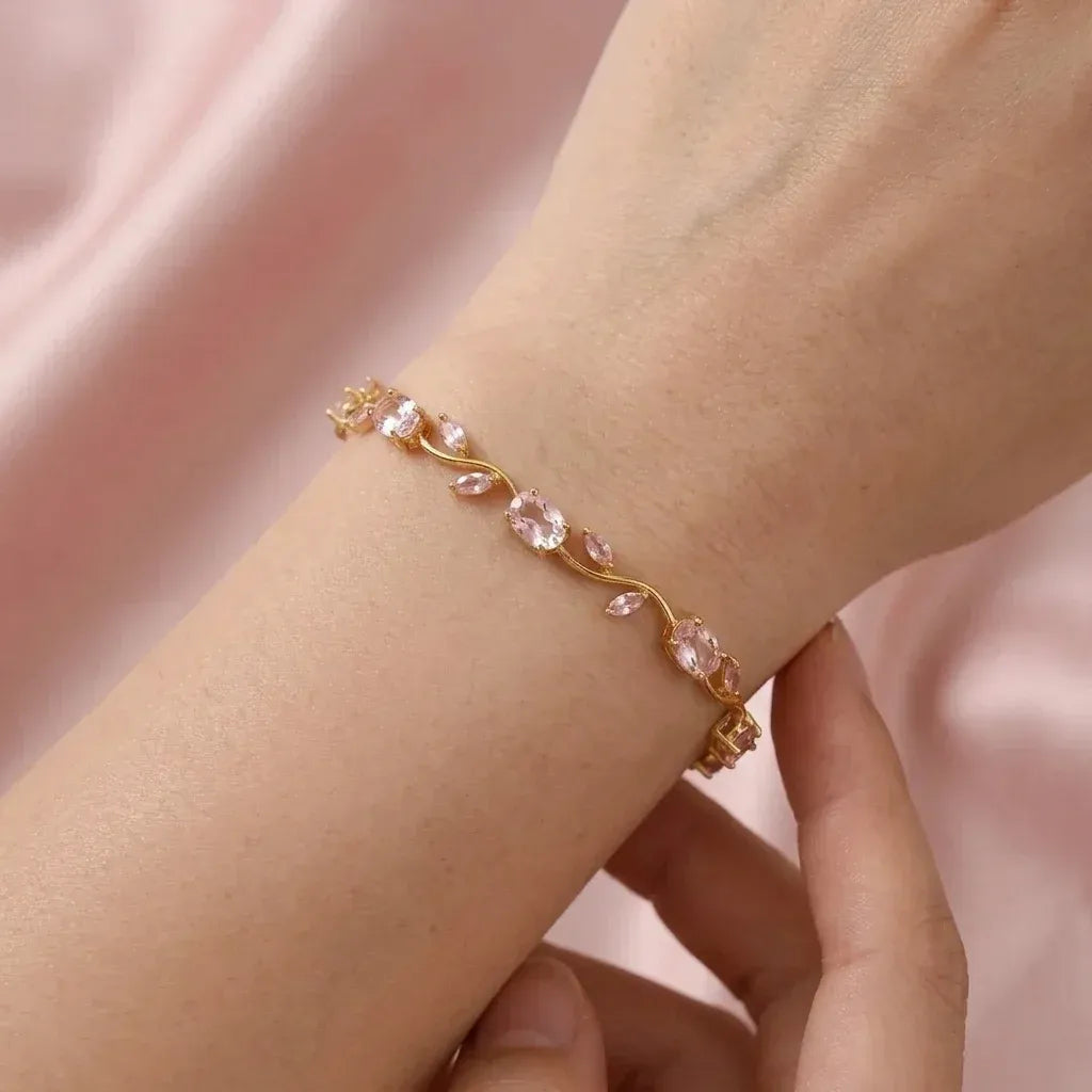 Luminous Gold Plated Crystal Tulip Bracelet Exclusive Designer Gift Box Included