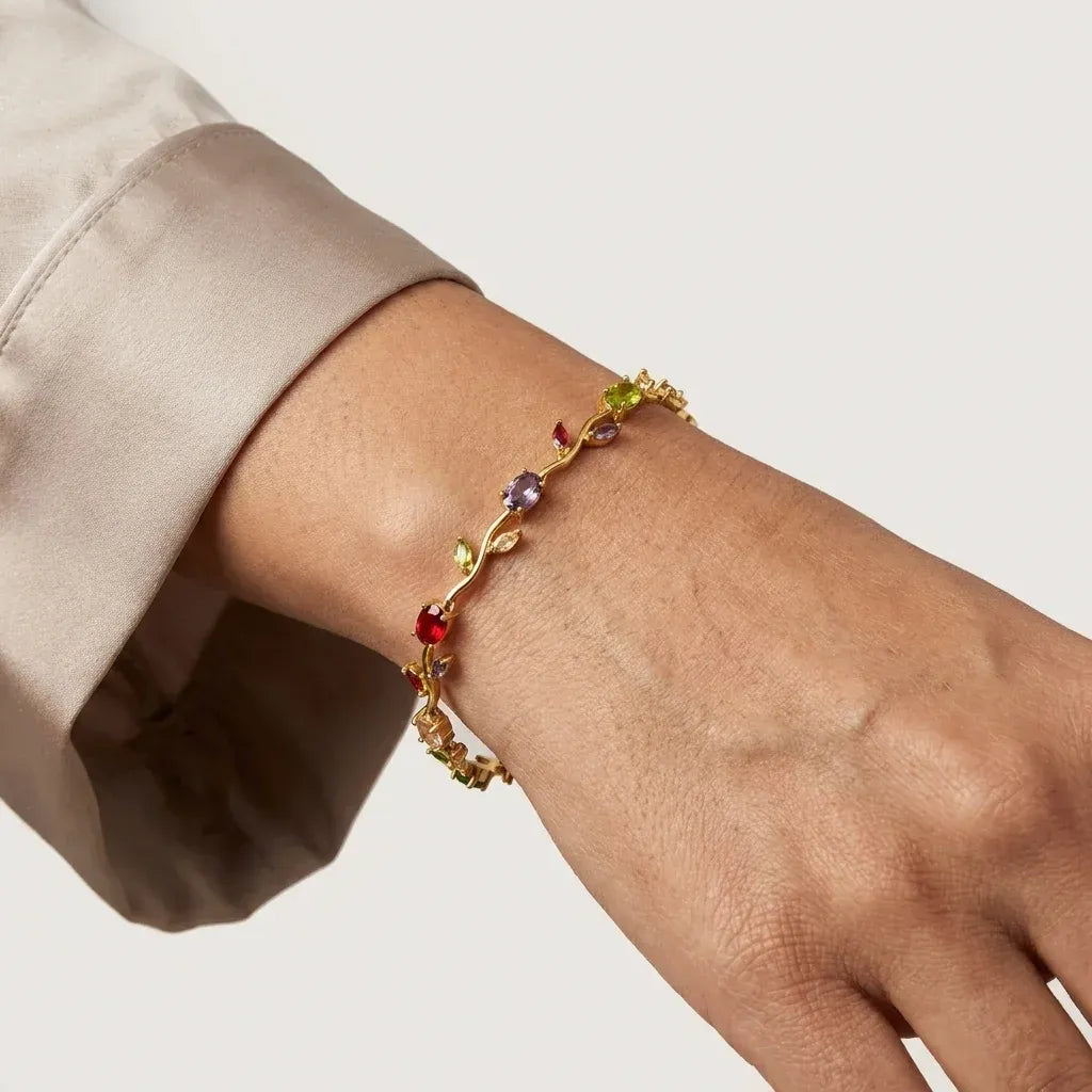 Luminous Gold Plated Crystal Tulip Bracelet Exclusive Designer Gift Box Included