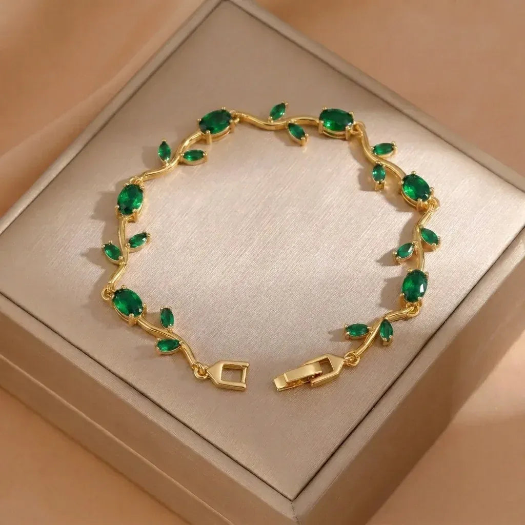 Luminous Gold Plated Crystal Tulip Bracelet Exclusive Designer Gift Box Included
