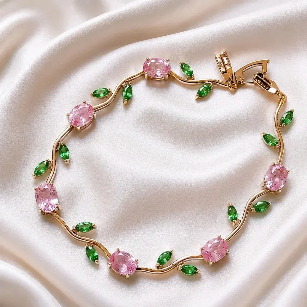 Luminous Gold Plated Crystal Tulip Bracelet Exclusive Designer Gift Box Included