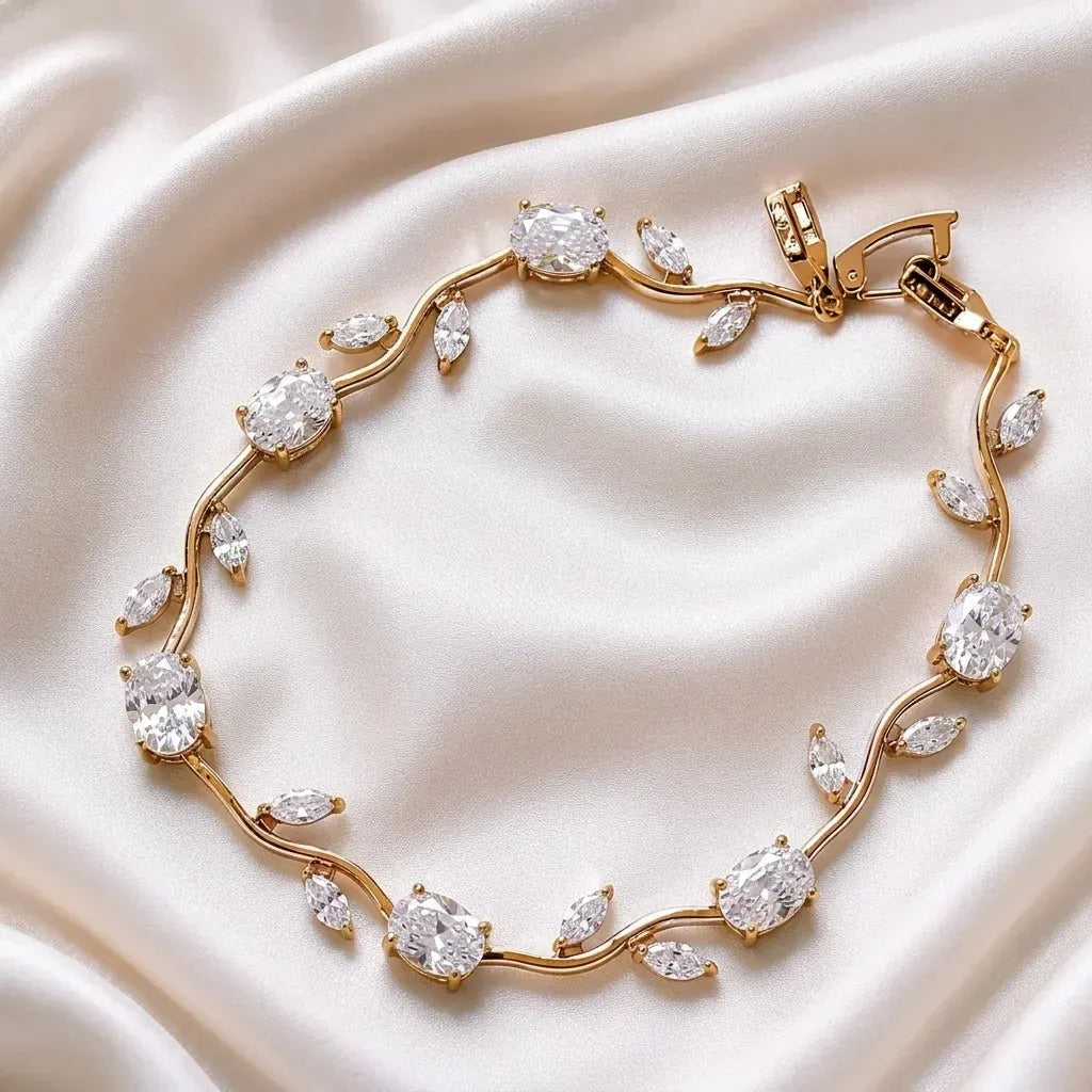 Luminous Gold Plated Crystal Tulip Bracelet Exclusive Designer Gift Box Included